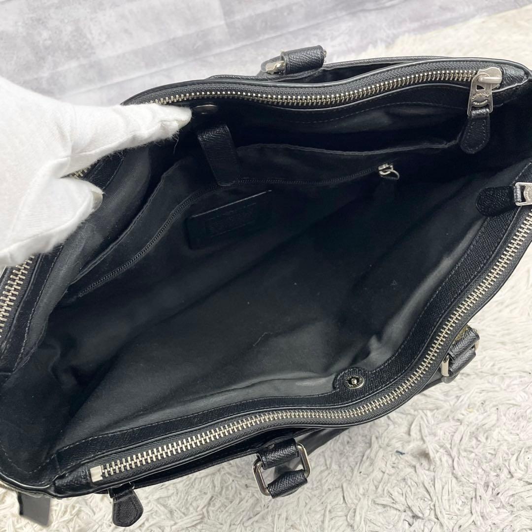 A4可 美品 コーチ レザー 2way ビジネスバッグ メトロポリタン ブラック