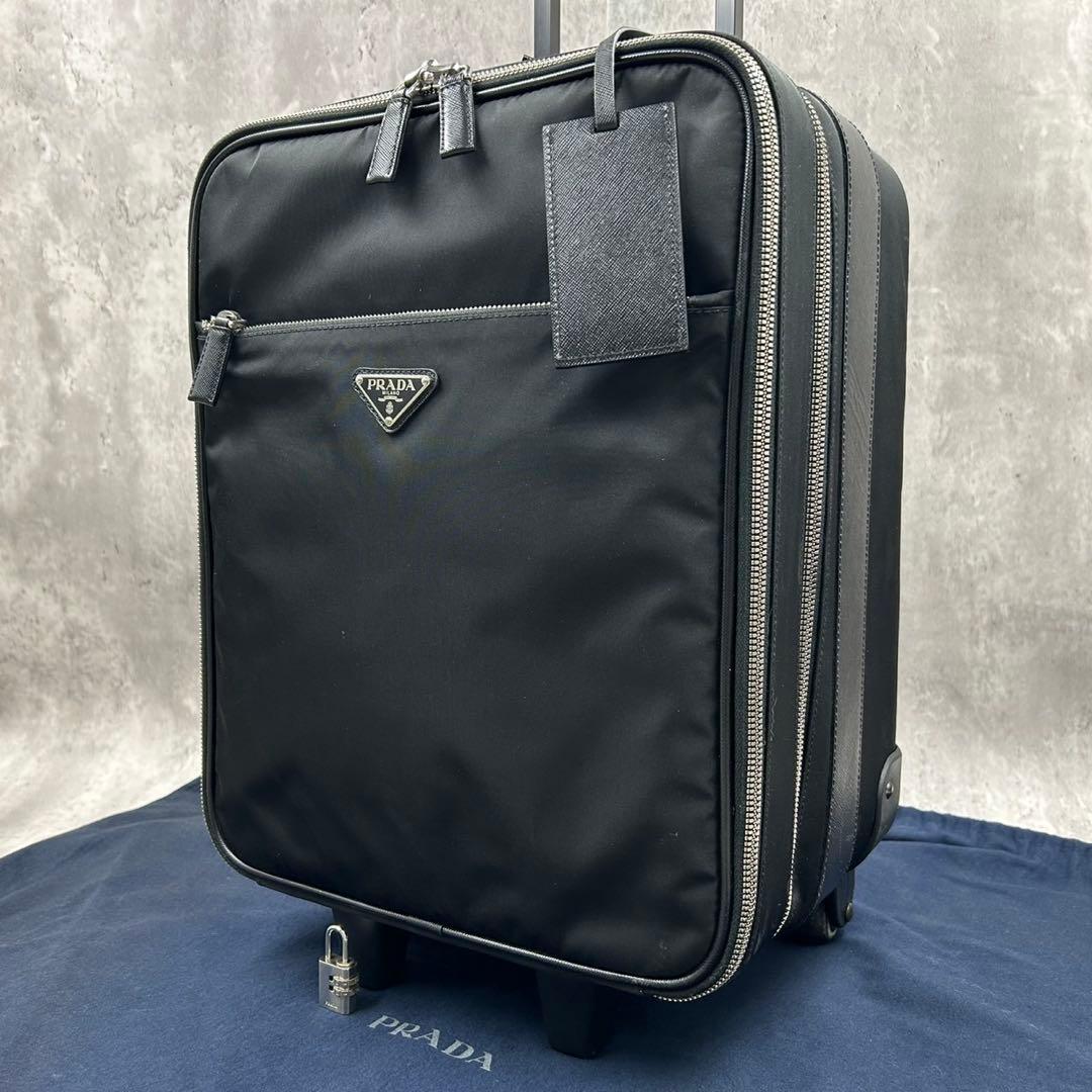 【保存袋・南京錠付】 プラダ キャリーケース 2室 スーツケース 三角ロゴ