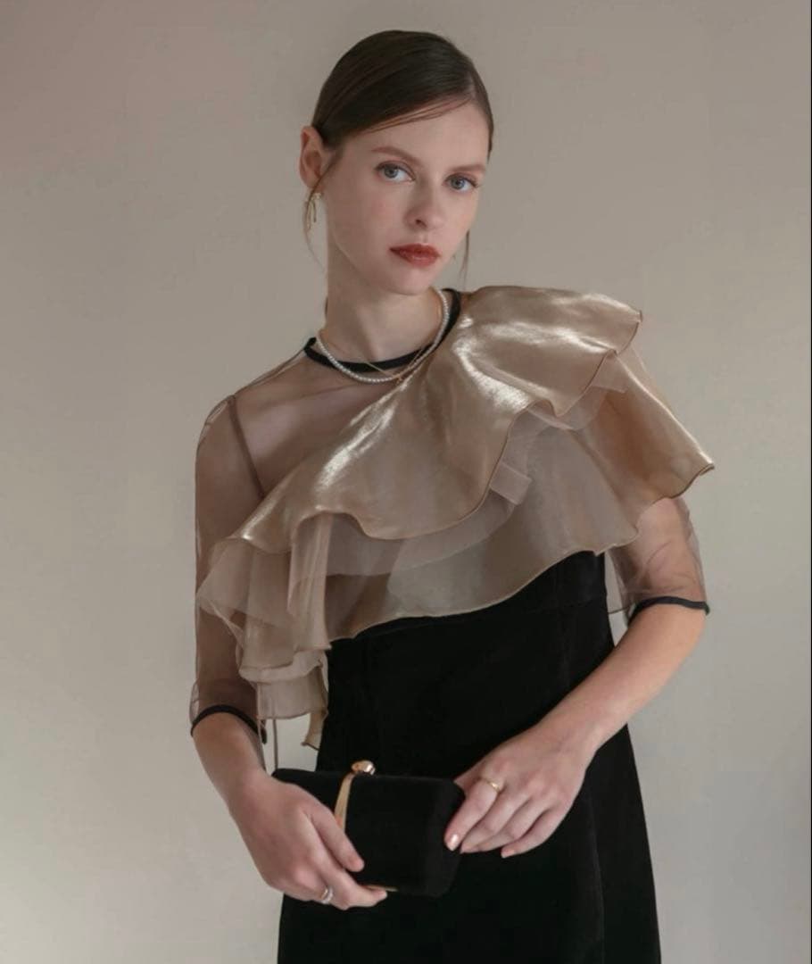 leja レジャ アシンメトリーティアードフリル3WAYベロアドレス S 新品