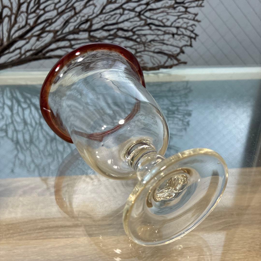 骨董　時代ガラス　ゆらゆら　花フチリップ　氷コップ　ウラン