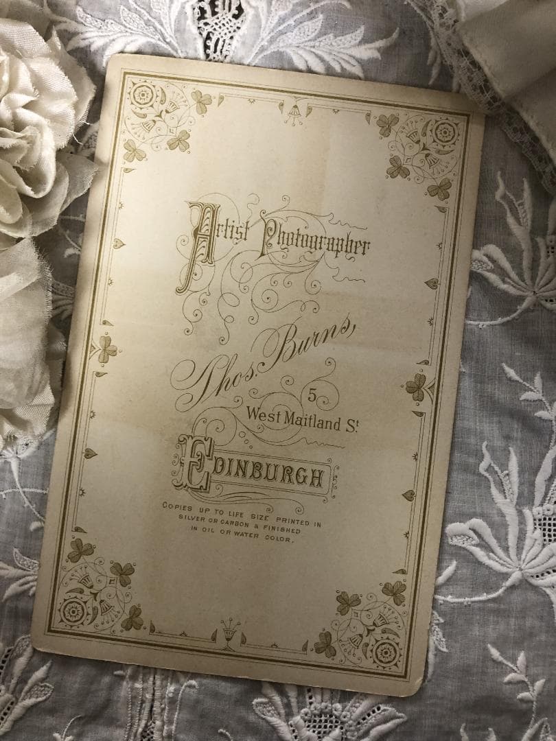 フランスアンティーク カルト・ド・ヴィジット セピア色の美しい少女　サイズ大きめ