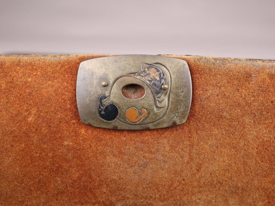 K1618 喫煙具 加納鉄哉刀 一休筆 達摩金具 光山刀 皮製煙草入 莨入 緒締