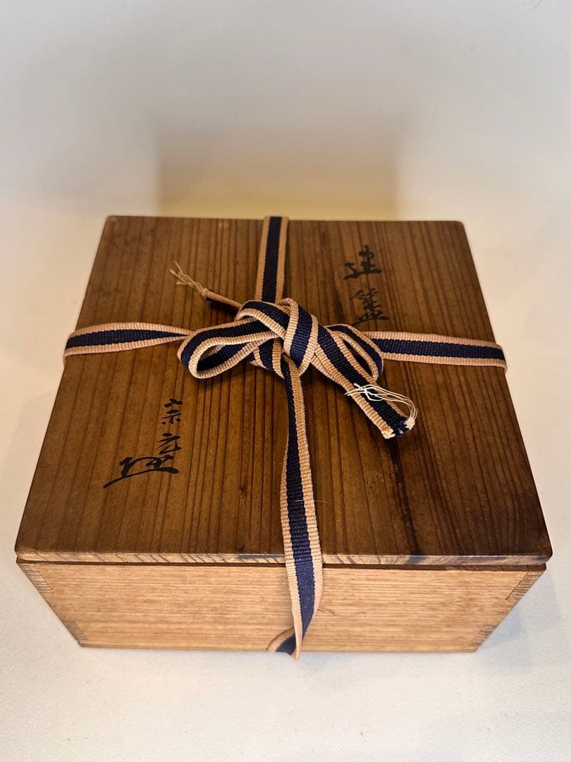 本mercy専用　大明萬暦年製 底款 青花染付対頭鳳紋 碗 仕覆木箱 中国古美術