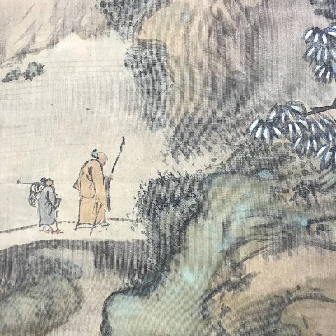 模写/谷文晁/寿山幽居図/山水図/山水人物図/掛軸☆宝船☆AE-427