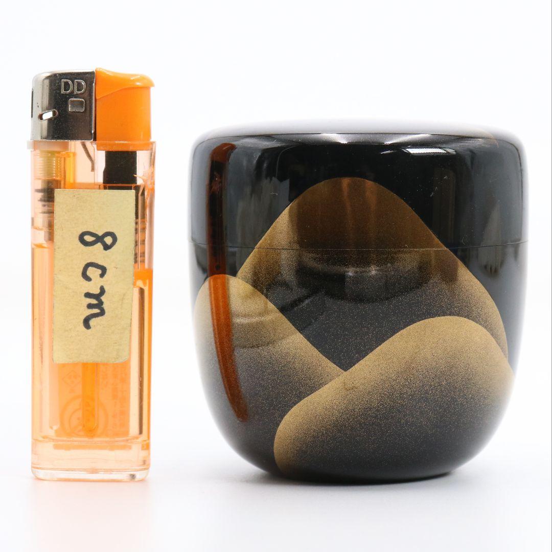 中川秀甫作 遠山蒔絵 中棗 茶道具 共箱　V930　N7