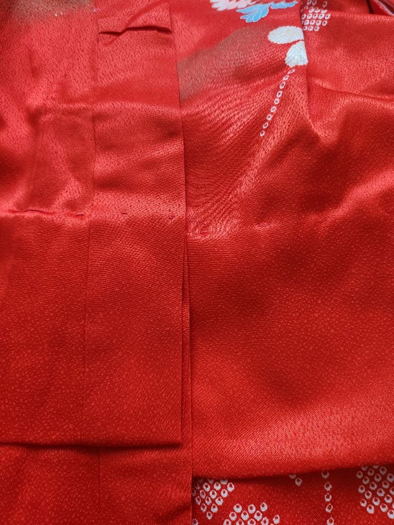 7歳着物6点セット 赤 花柄刺繍