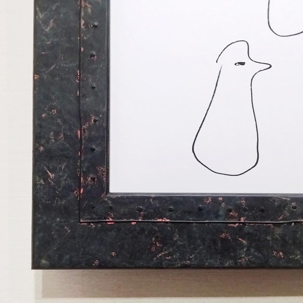 内野隆文　とりのマーチ　鳥　ドローイング　イラスト　絵画　現代美術　額縁　真作