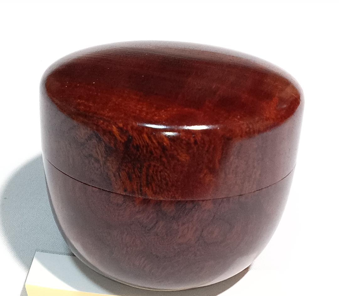 茶道具　木地師　和田海山作　欅拭漆塗杢目沈金加工平棗　超美品！！