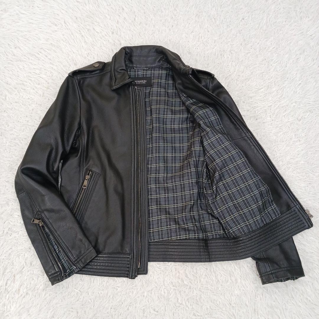 ✨極美品✨バーバリーブラックレーベル　ラムレザー　ライダース　ブラック　M