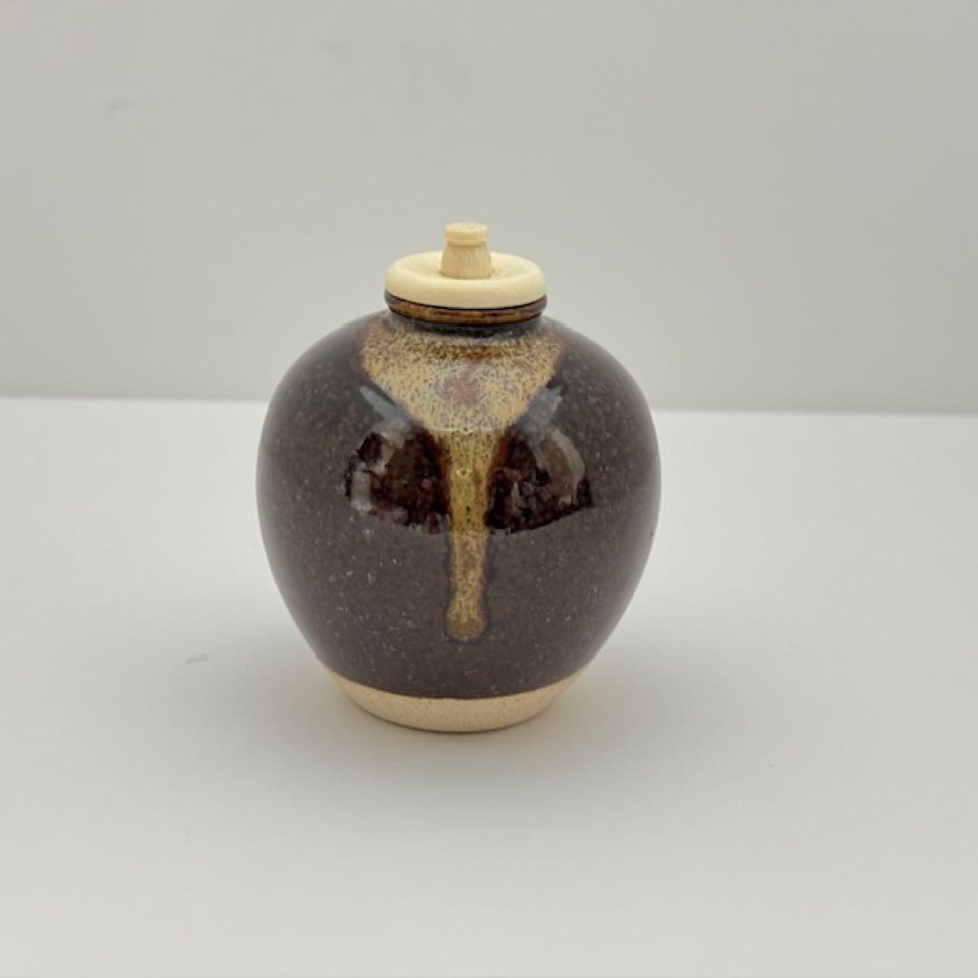 茶道具 岩崎新定 膳所焼 文琳茶入 共箱 茶道