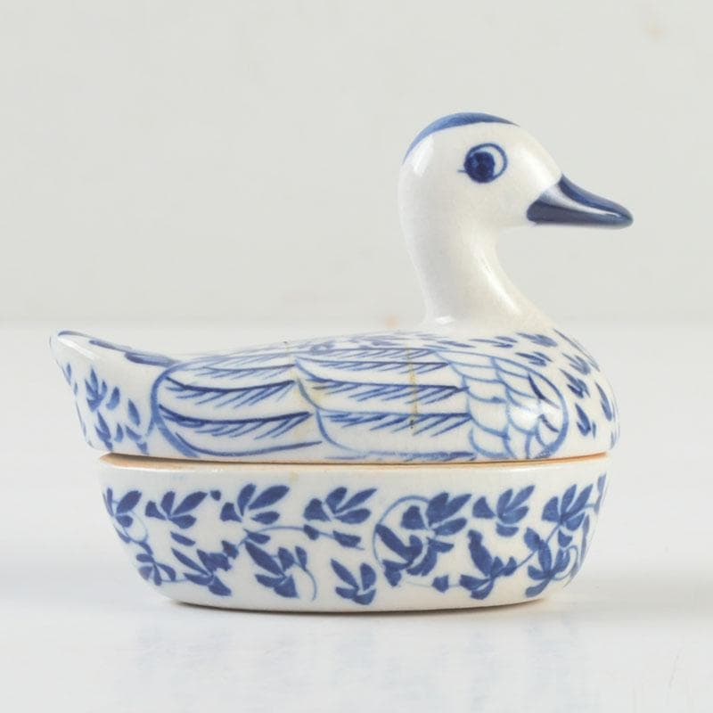 茶道具　染付　鳥形　香合　時代箱　V　9526