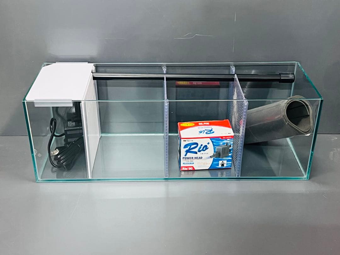 1台限定　特注水槽　600×200×200 3室　クリア　Rioポンプ付　未使用