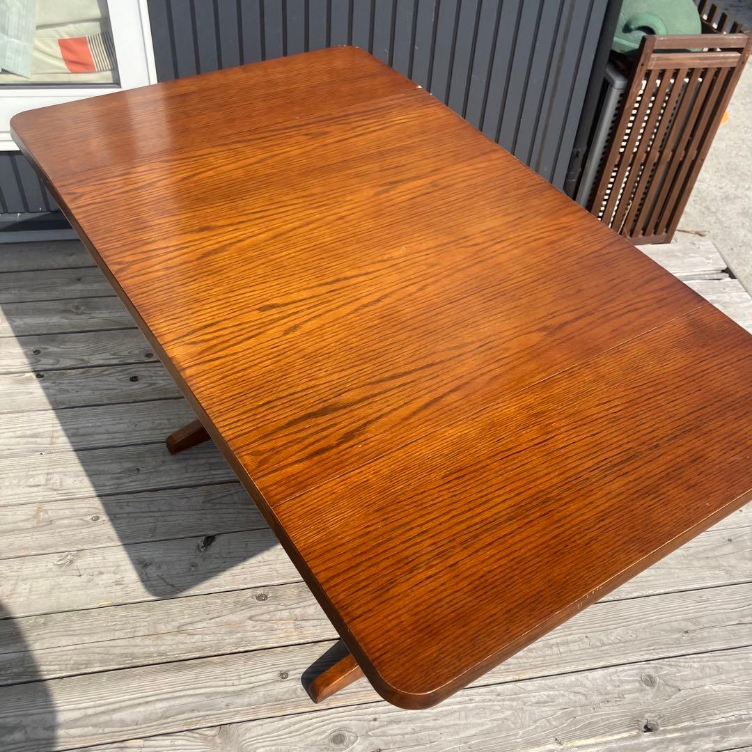 北欧レトロ 木製エクステンションテーブル 伸縮式ダイニングテーブル 古家具