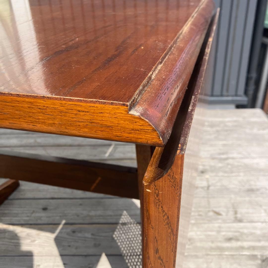 北欧レトロ 木製エクステンションテーブル 伸縮式ダイニングテーブル 古家具