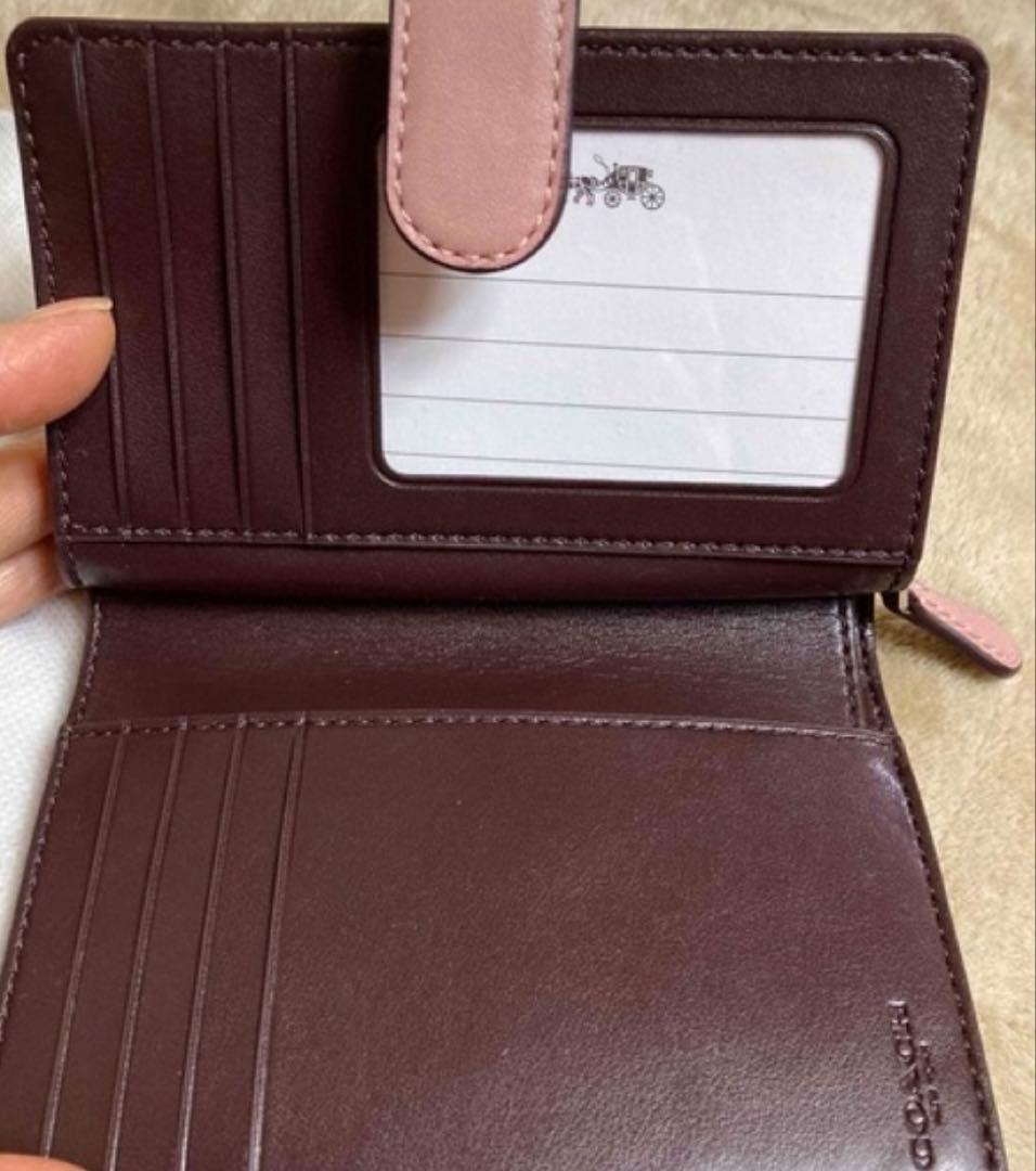 COACH 二つ折り財布 ベージュ レザー