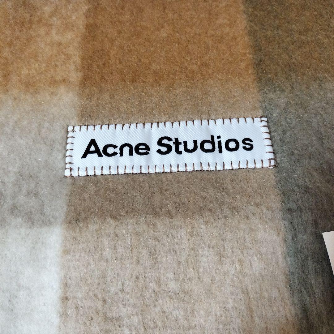 ブラウン　Acne Studios チェック柄マフラー　スカーフ