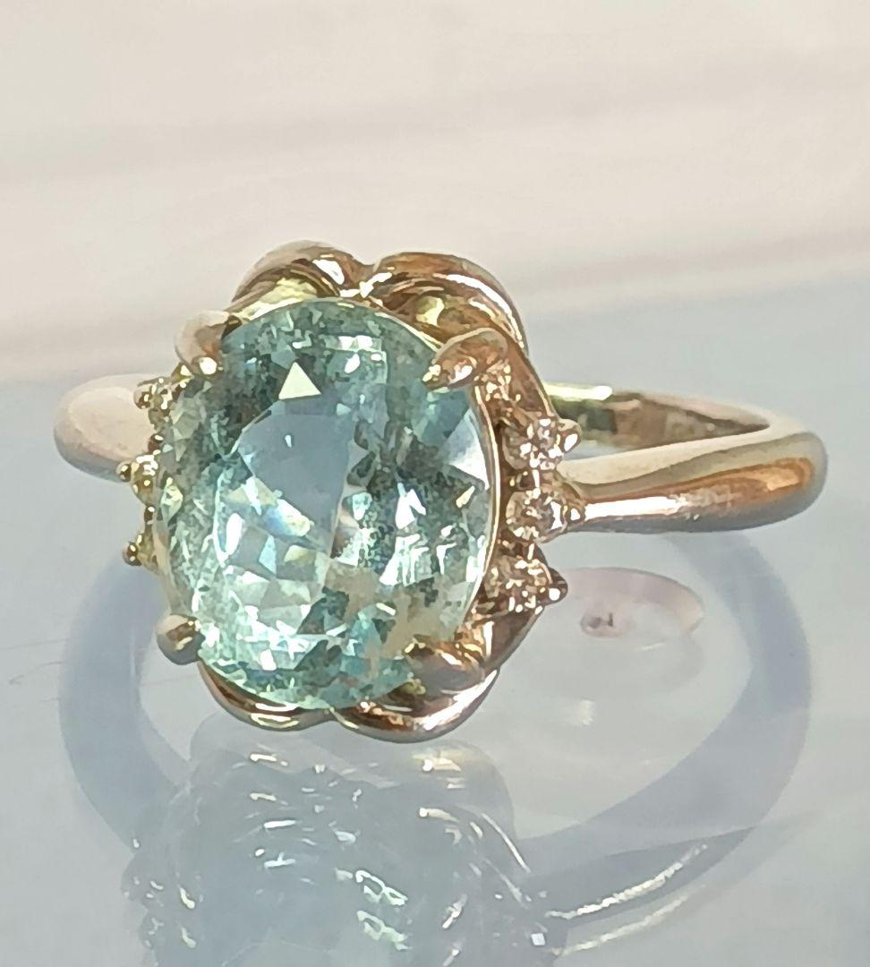 大粒アクアマリンリング♦2.85㌌✨／オーバル／#11／プラチナ枠／品質保証書付