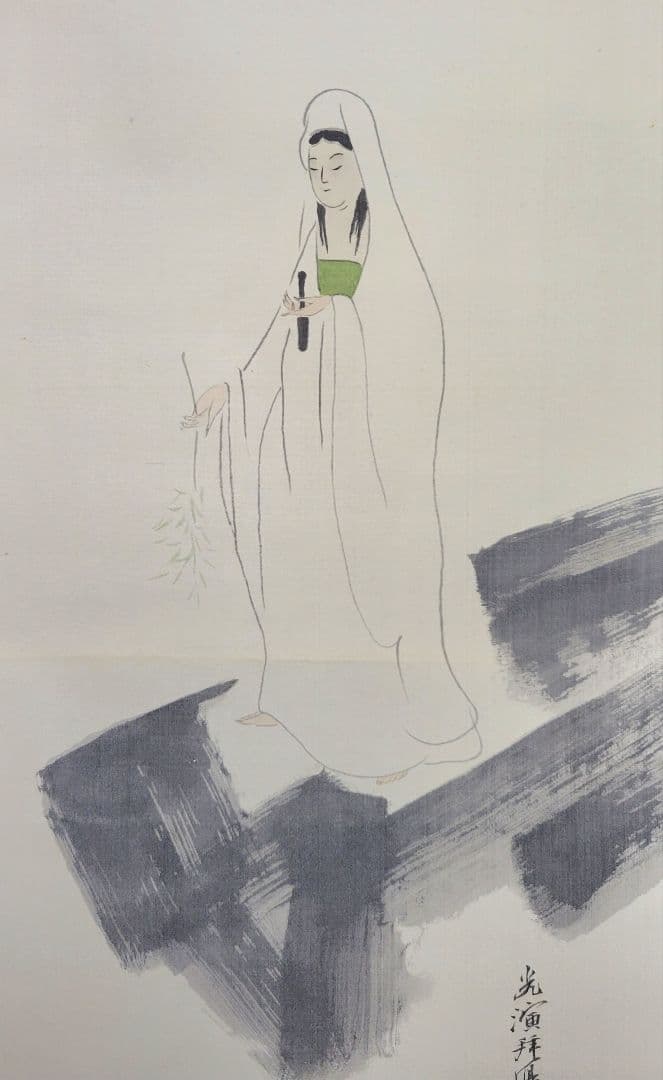 大谷光演(句仏)　観音図　掛け軸　箱無し　仏画　仏教美術　書画、骨董品、美術品