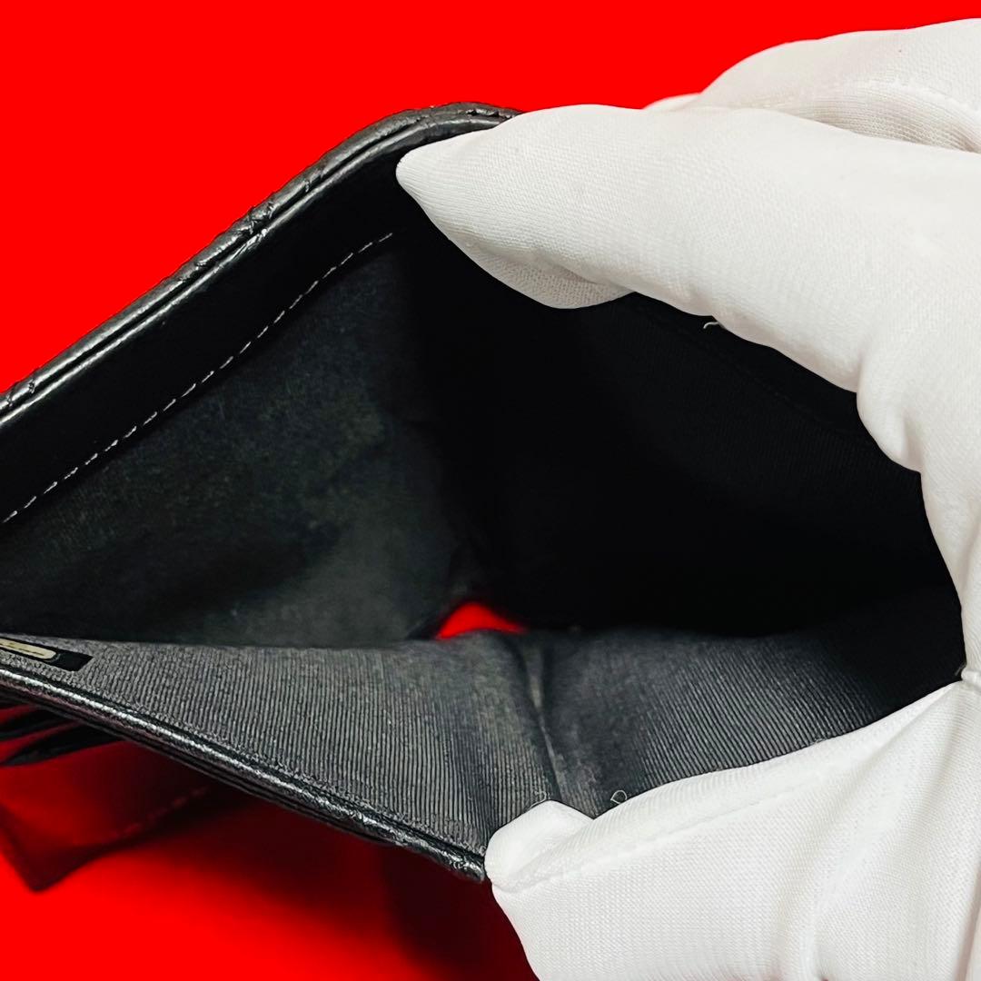 CHANEL シャネル 三つ折り財布 ココマーク スタッズ マトラッセ ブラック