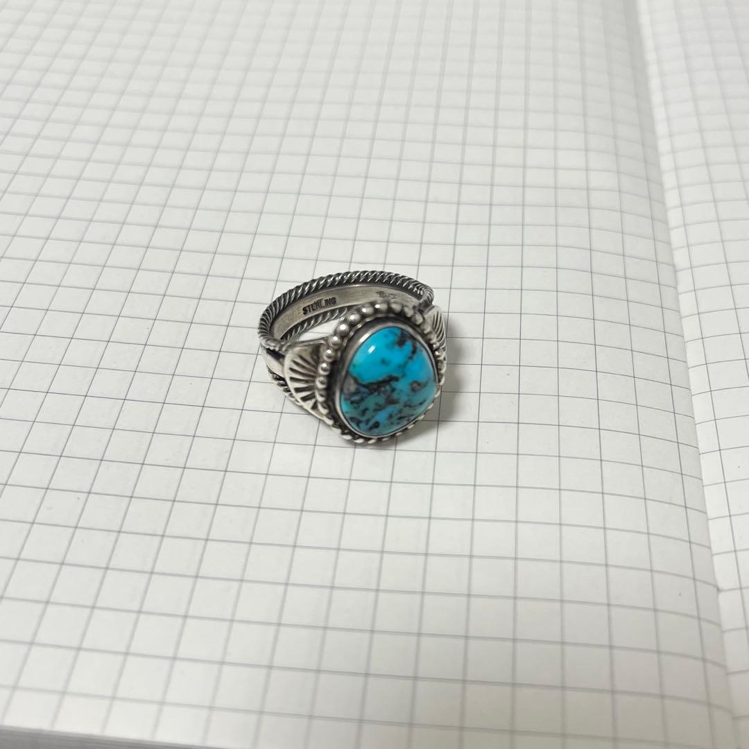 ナバホ ターコイズリング STERLING シルバー925 21号 ヴィンテージ