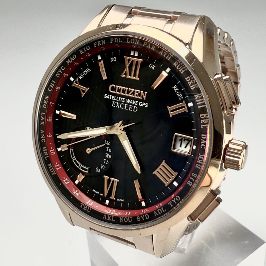極美品【稼働】シチズン エクシード 腕時計 サテライトウェーブ チタン ラグビー