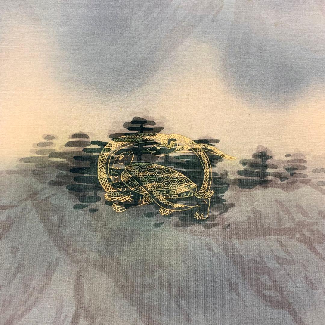 【掛軸】森義兼「四神相応山水図」共箱 太巻 二重箱仕立て