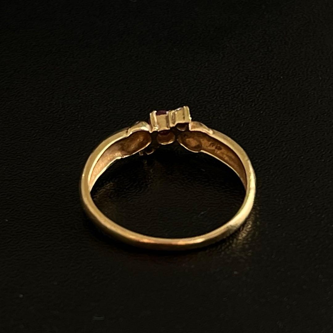 お*ょ様 【K9 リング】ルビー ダイヤモンド ゴールドリング 9金 指輪 刻印