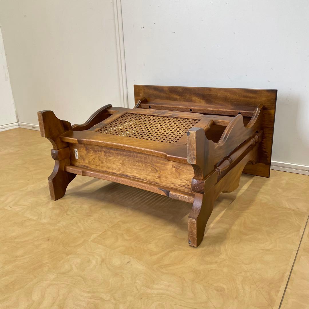 カリモク サイドテーブル マガジンラック 電話台 籐ラタン ビンテージ オールド