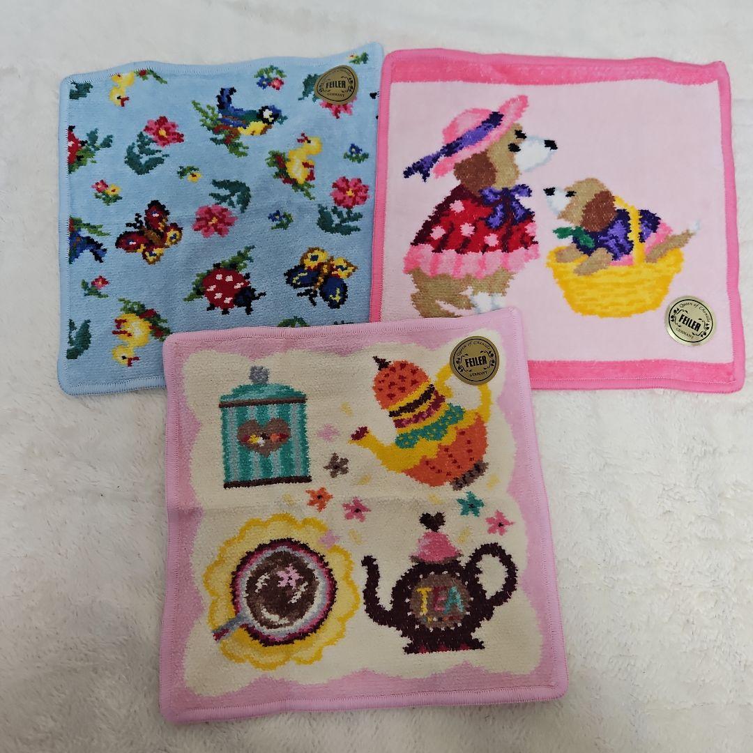 新品未使用フェイラータオルハンカチ 3枚セット 可愛いデザイン