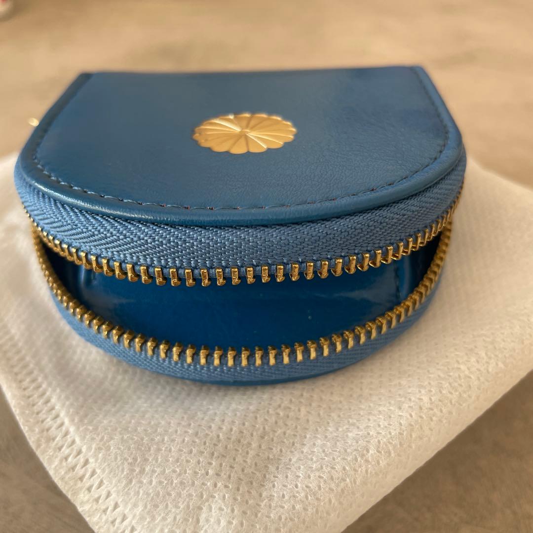 皇居　財布　小銭入れ　ケース　馬蹄型　青　ブルー　新品未使用　化粧箱付き
