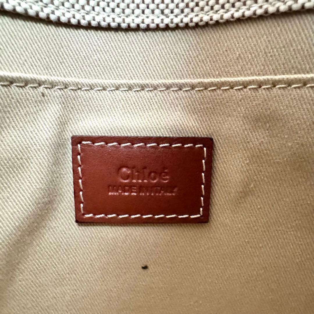 Chloe クロエ ウッディ スモールトートバッグ ハンドバッグ アイボリー