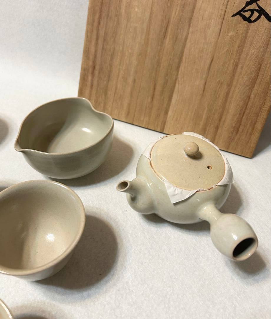 ふく光 松村栄吉 茶器揃 急須 湯冷まし 湯呑 煎茶道具 煎茶器 茶道具 共箱