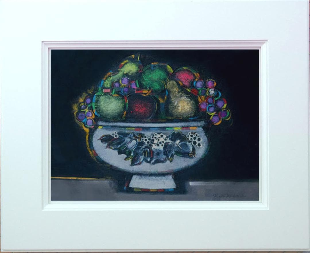 油絵 絵 絵画 インテリア 額付(白) uF6-062004 静物 果物と器