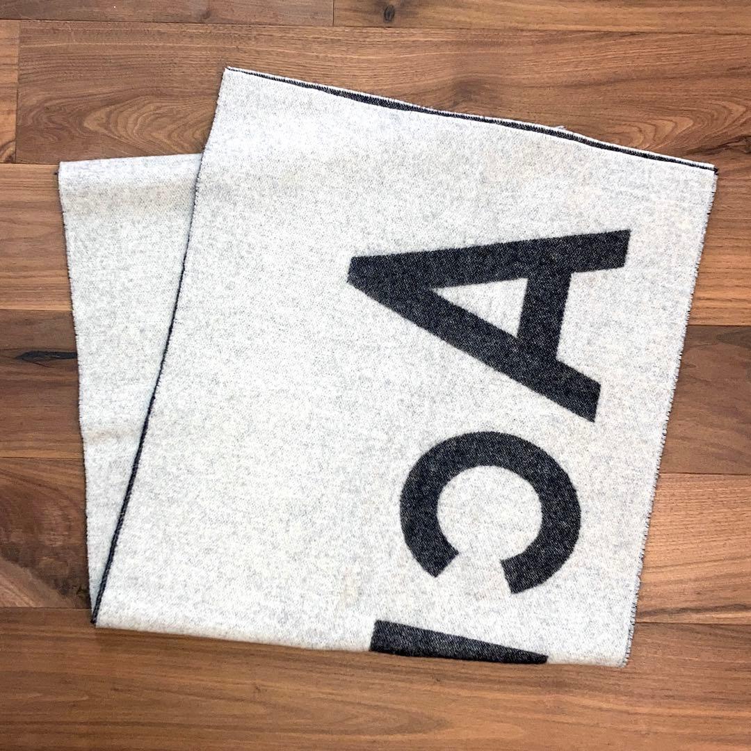 Acne studios ロゴ スカーフ マフラー グレー ブラック