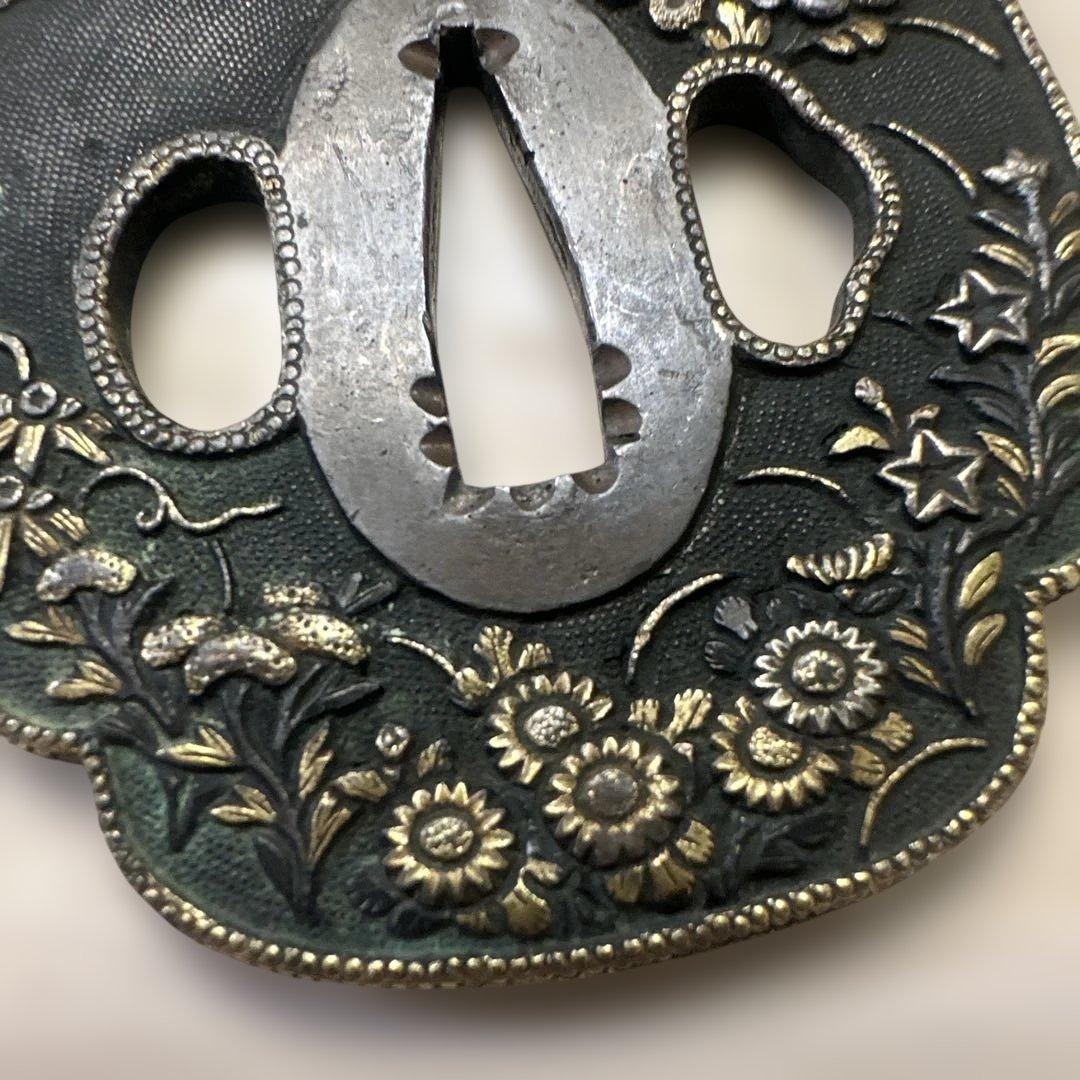 刀装具，秋草紋，秋草圖，鍔（つば）