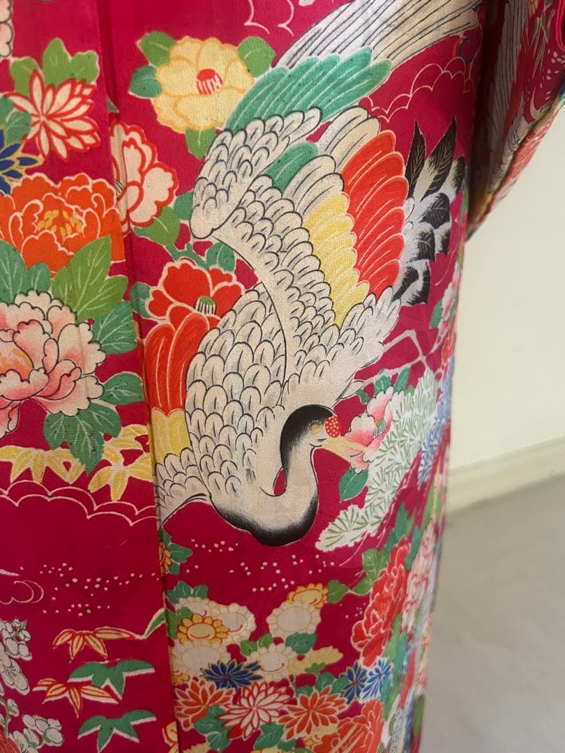 7歳　七五三　アンティーク正絹着物、アンティーク帯、帯揚げ、帯締め　しごきセット