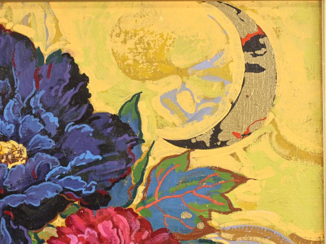 【真作】　竹内春光 「 牡丹 」　F4号　油彩　裏サイン　一創会　BK169