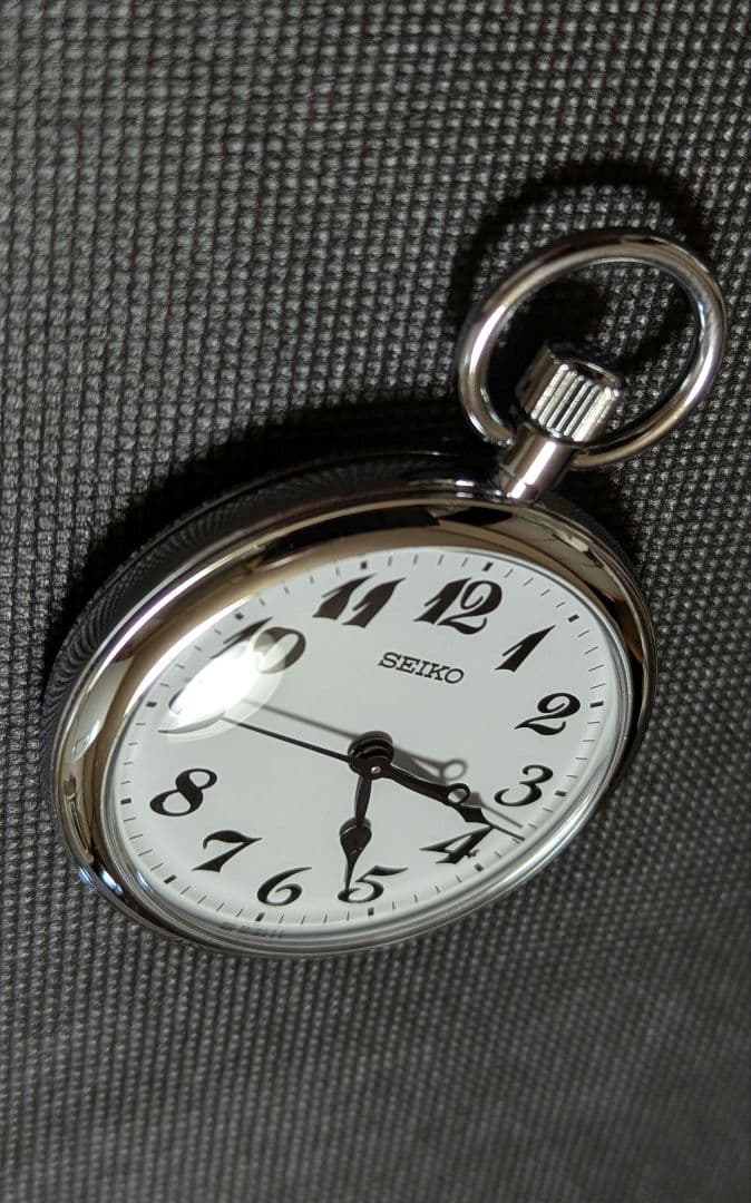 鉄道時計　SEIKO 懐中時計　 電池新品稼働良好　下げ紐付