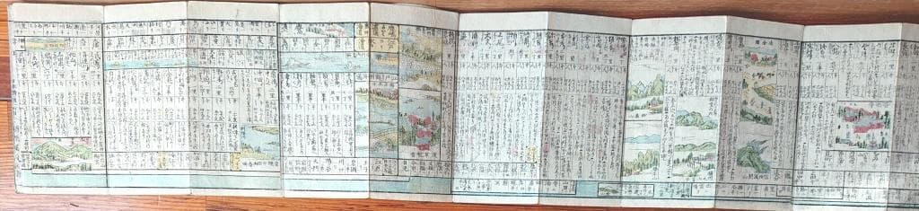 19　諸国順覧・懐寶道中圖鑒　彩色図　折1帖