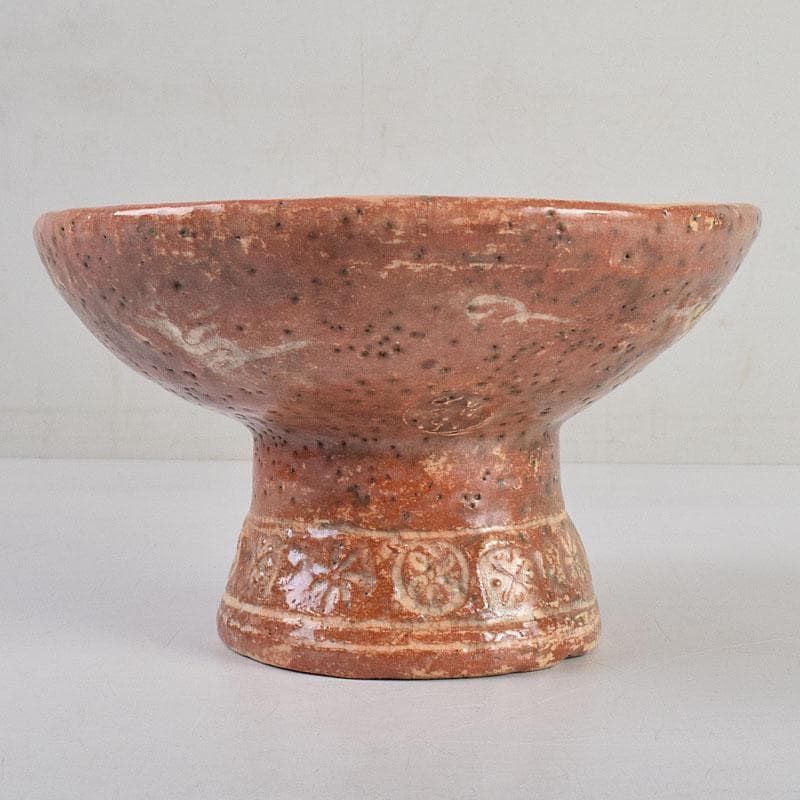 茶道具　佐々木松楽造　赤楽焼　大馬上盃　菓子器　仕覆付　共箱　M　R9476