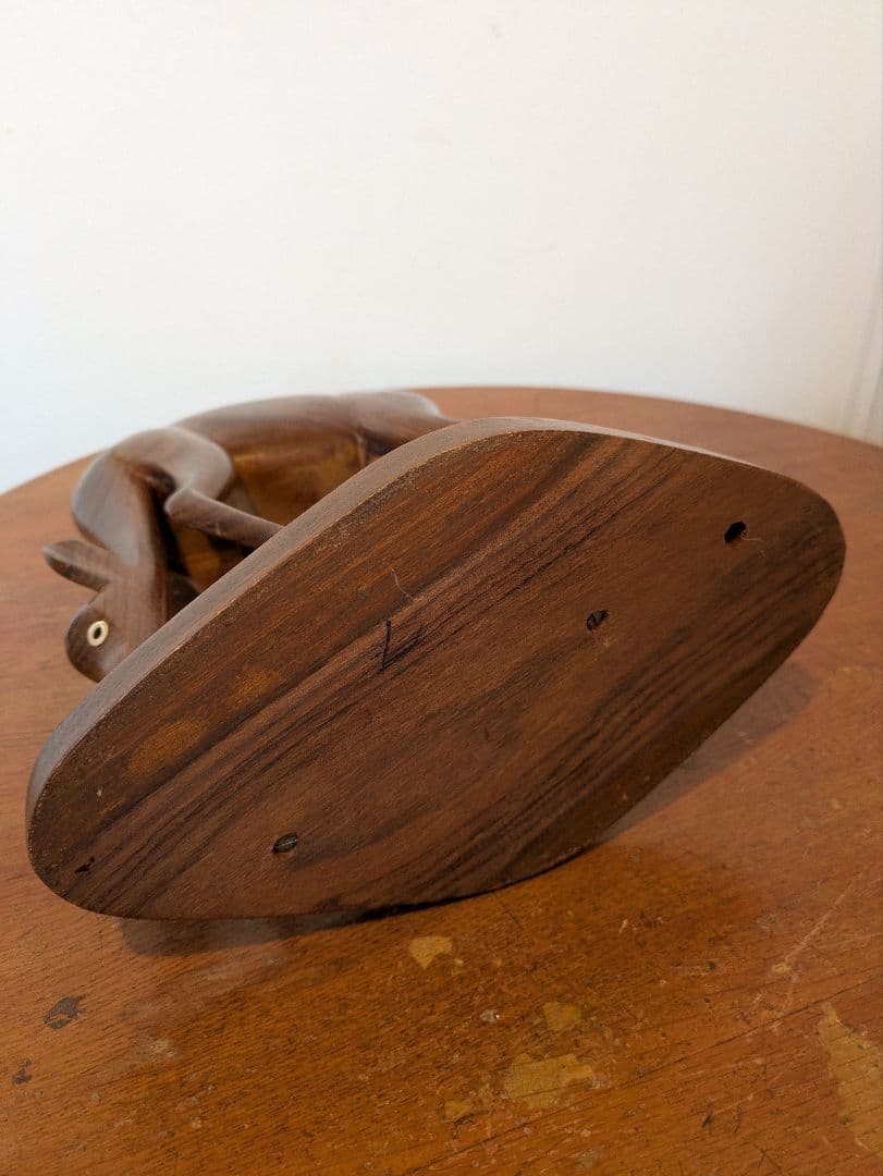 ヴィンテージ 木製 木彫りのオブジェ 母鹿と子鹿 チーク