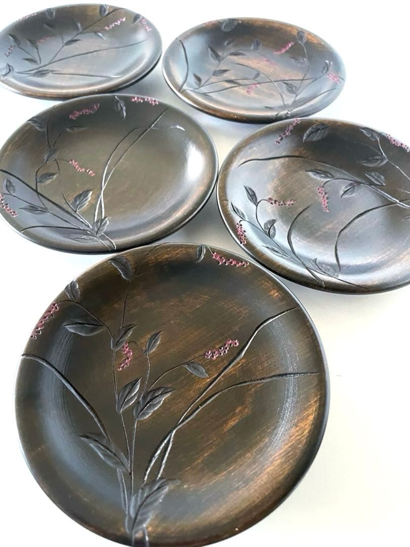 《草木彫》川添日記 豆皿五枚揃 百年うつわ 神様からの贈りもの