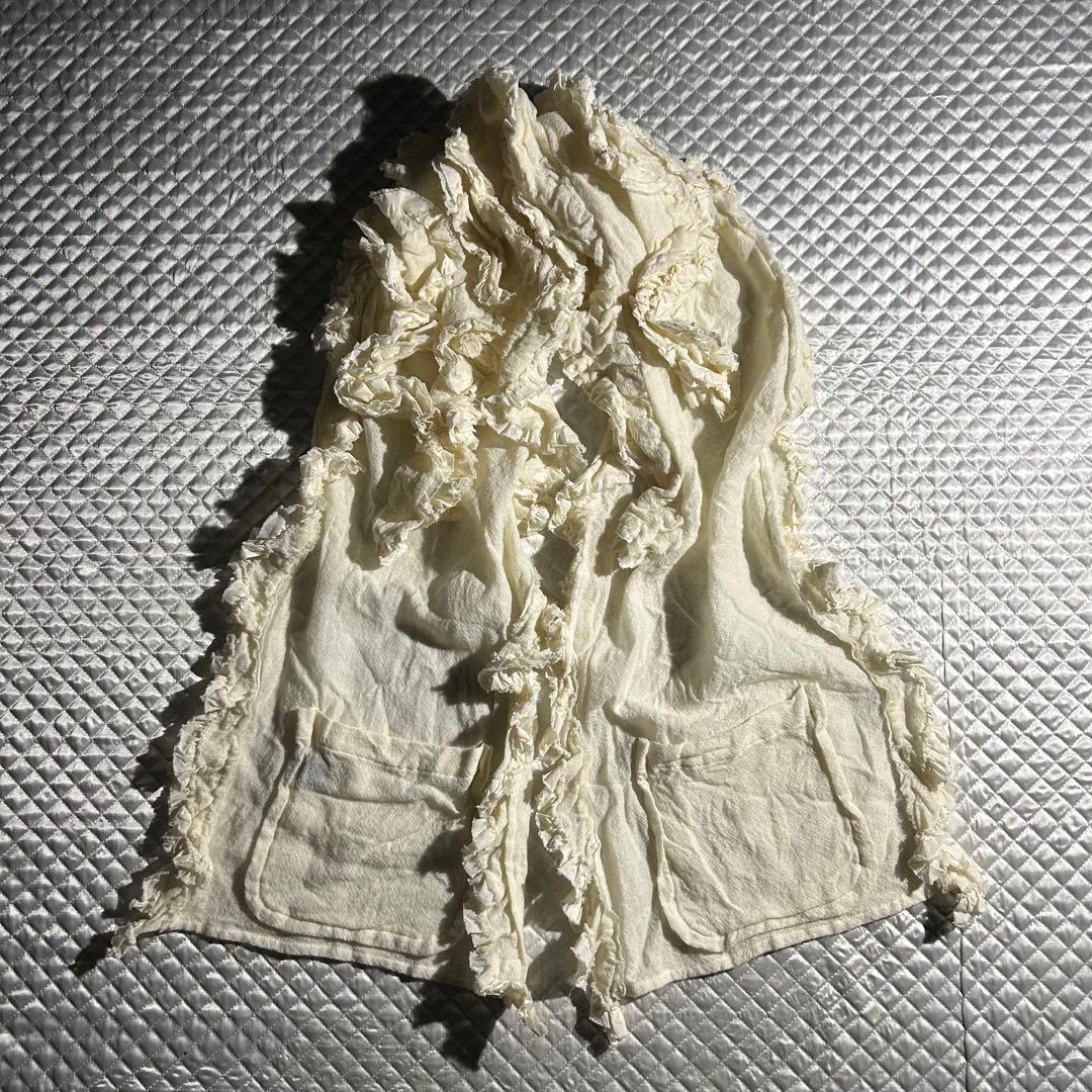 トリコ archive ウール縮絨フリルマフラー ポケット 白