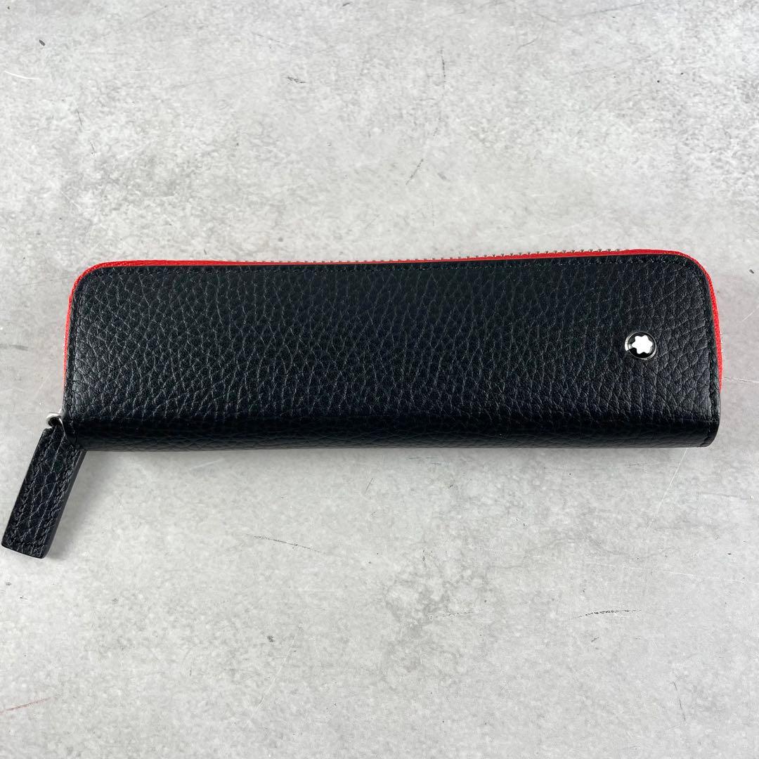 極美品✨ モンブラン ペンケース ファスナー ジップ レザー ブラック×レッド