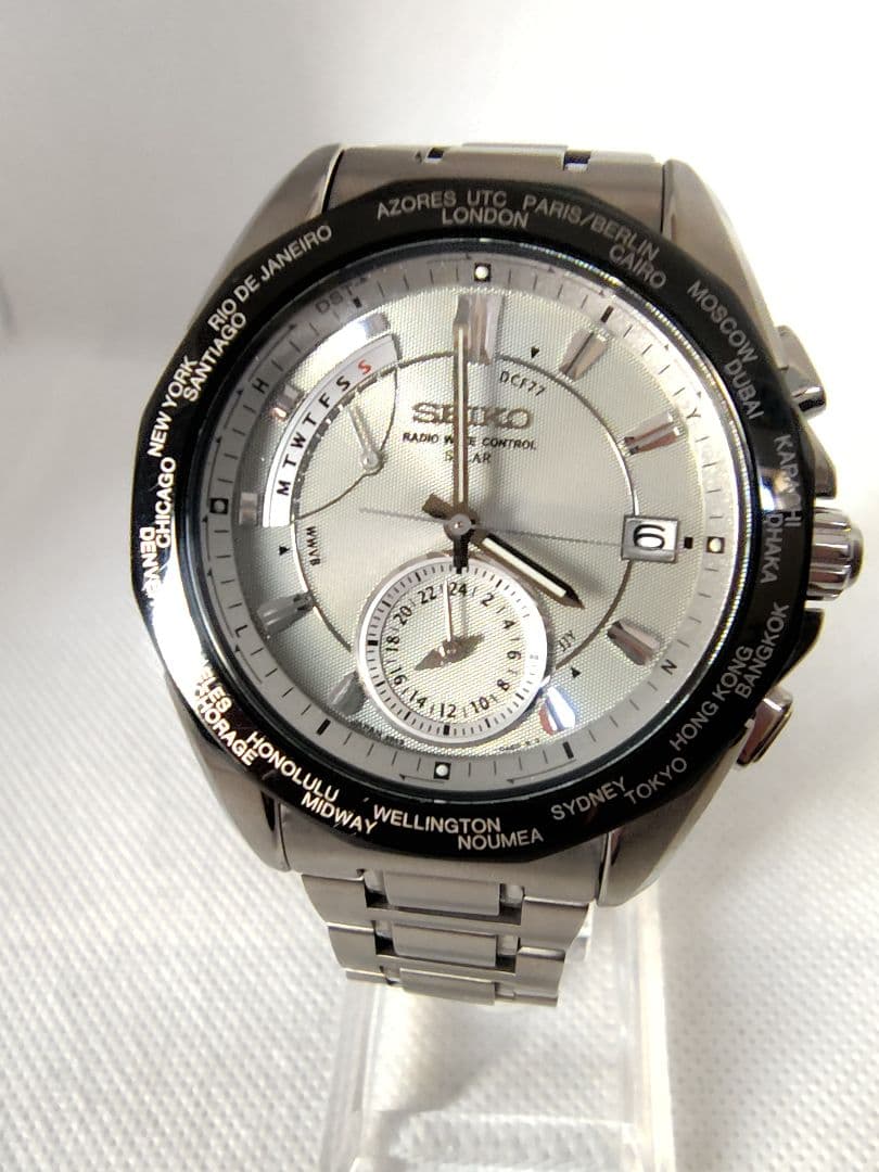 【電波ソーラー、美品】セイコー　ブライツ　ワールドタイム　チタン