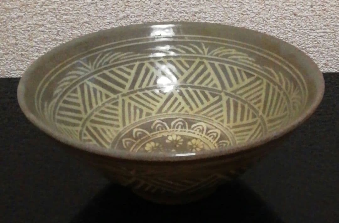 楠部彌弌作　三島　茶碗　共箱　茶道具