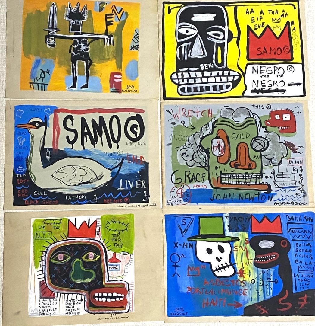 【まとめ売り6枚】模写 肉筆 サインあり ジャン・ミシェル・バスキア 油彩