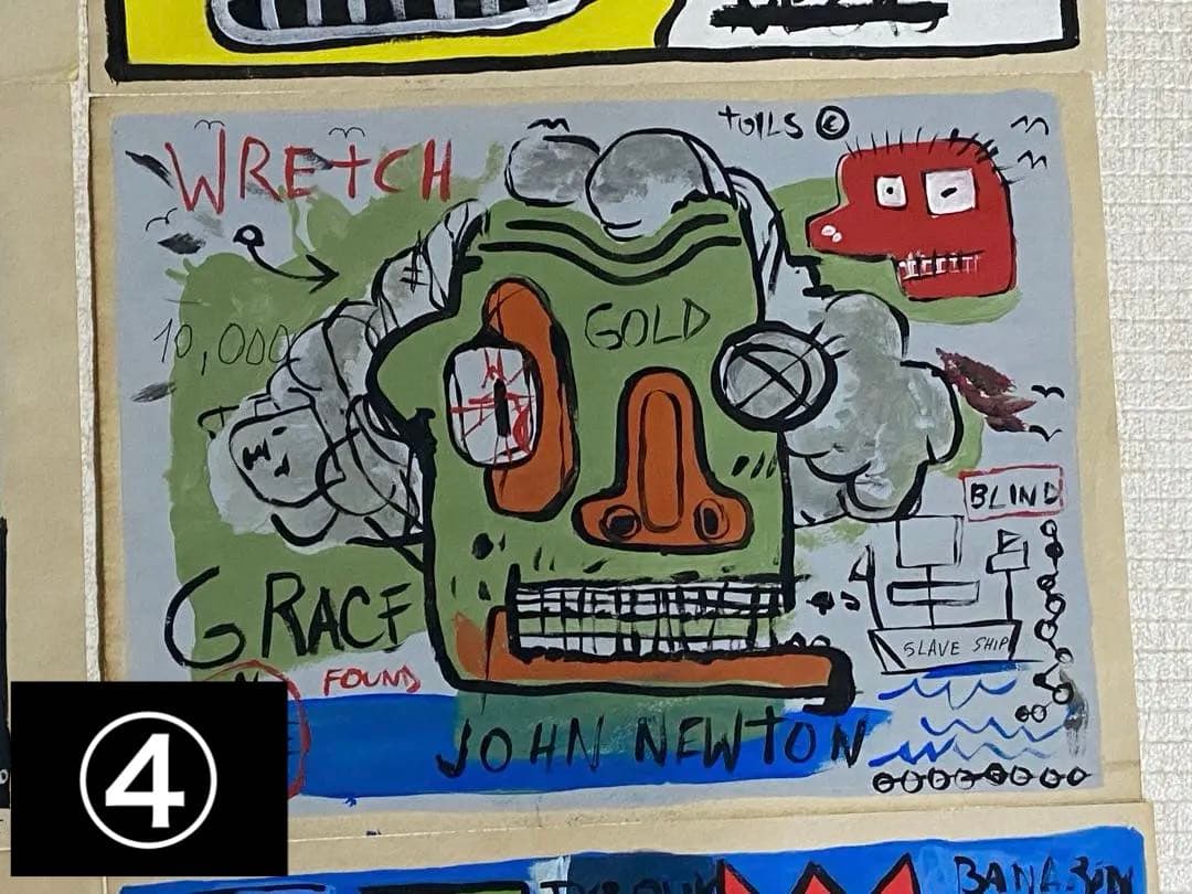 【まとめ売り6枚】模写 肉筆 サインあり ジャン・ミシェル・バスキア 油彩