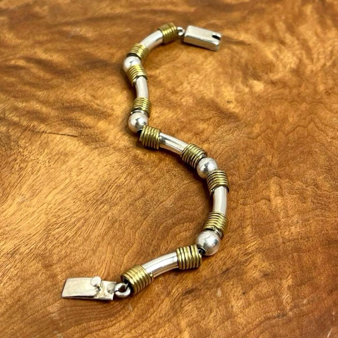 メキシコ ヴィンテージ シルバー 真鍮 ワイヤーラップ ブレスレットMEX925