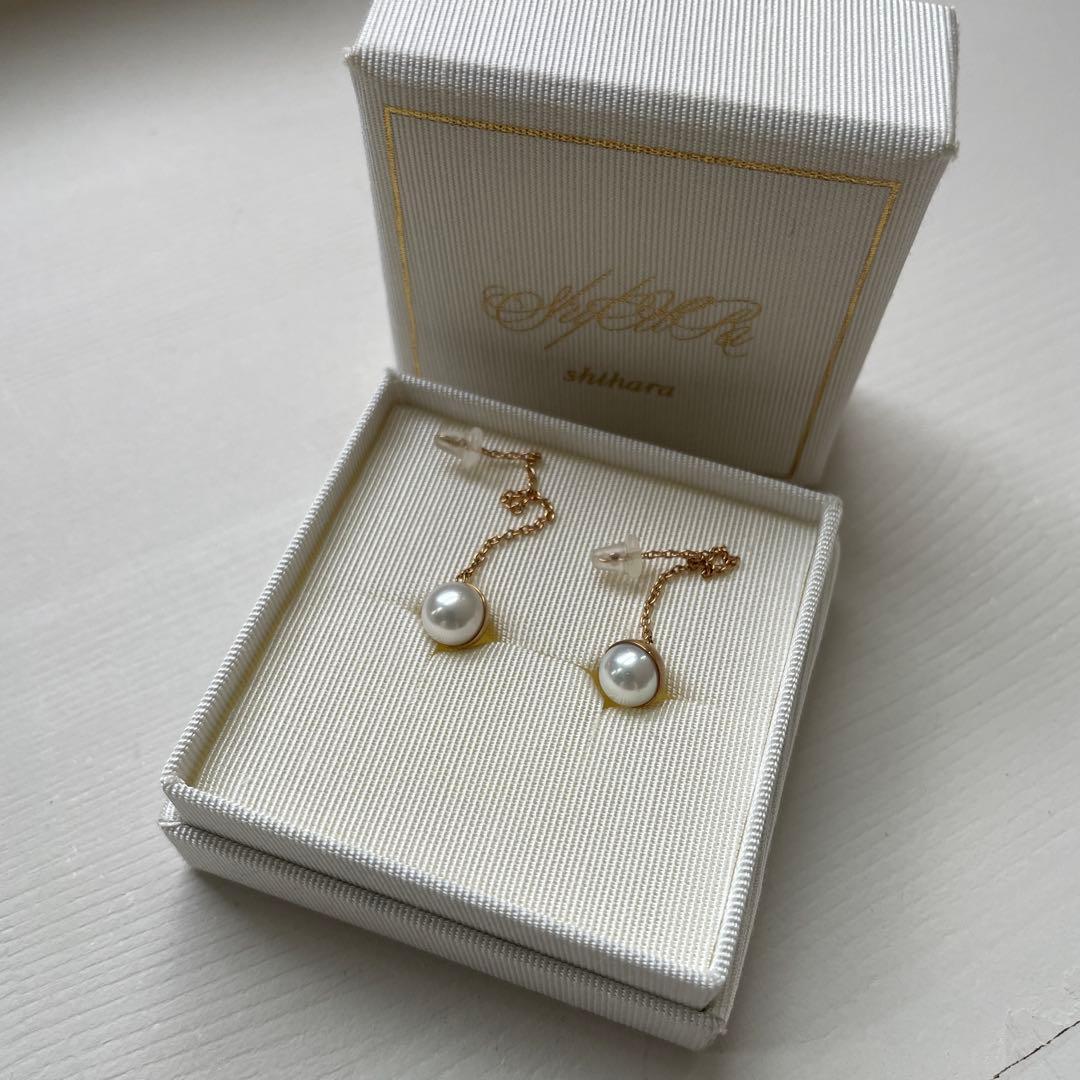 Shihara(シハラ)ハーフパール チェーンピアス